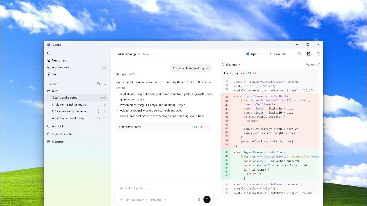 The Codex app is now on Windows