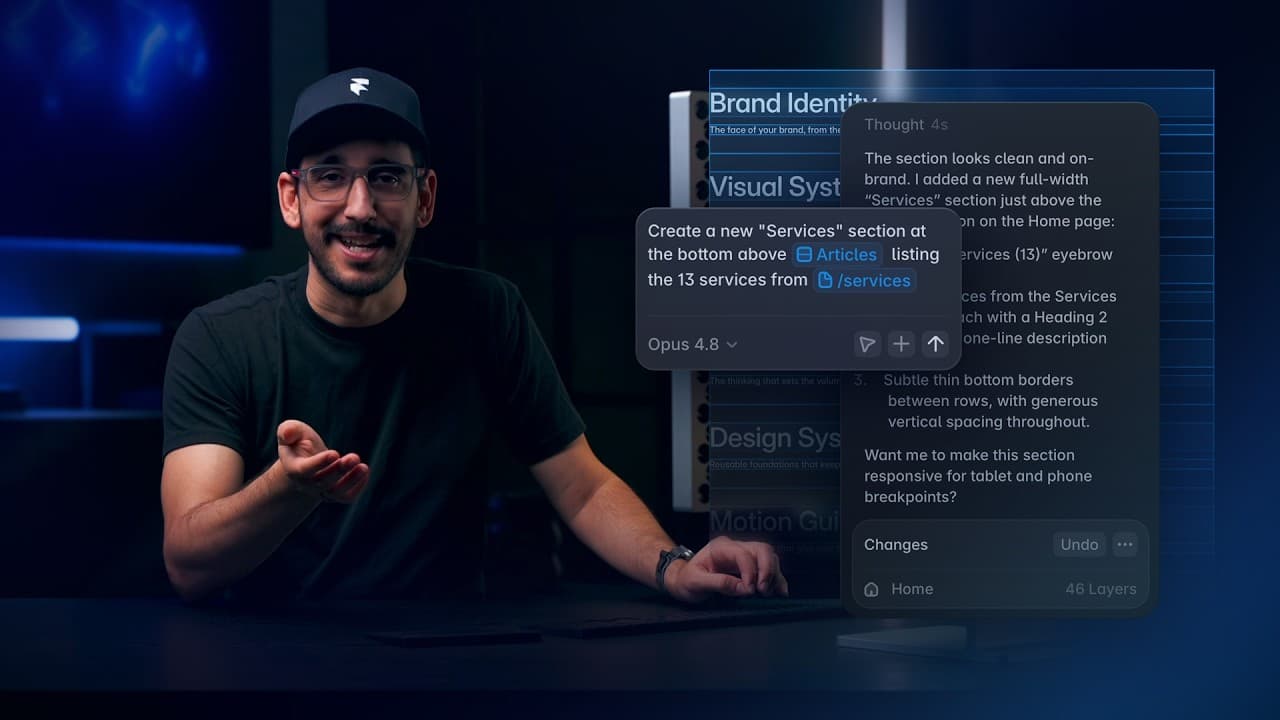 Generation, layout, and styling with Framer Agents