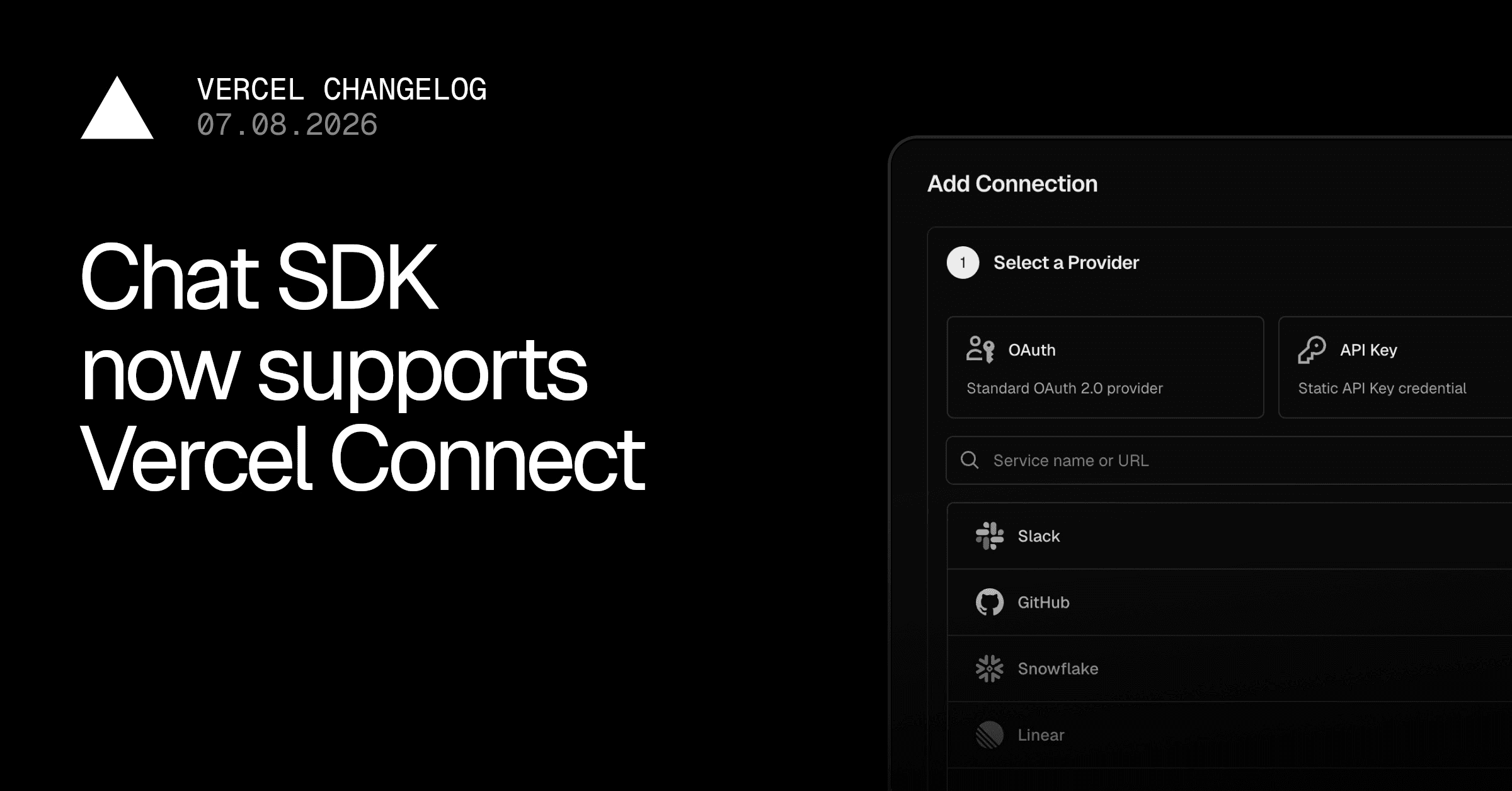 Chat SDK now supports Vercel Connect