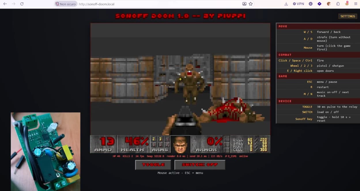 Running DOOM (Sort Of) on a Sonoff Smart Switch